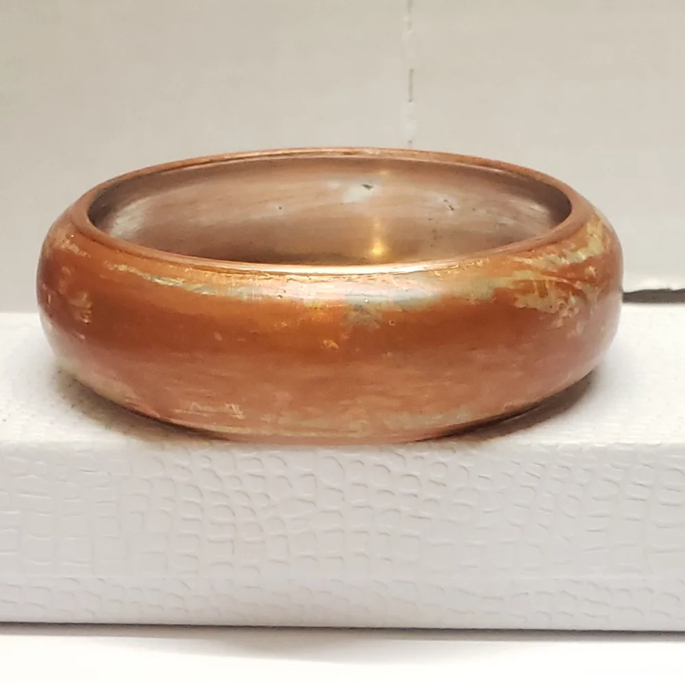 Hand Painted MRS Bronze Distressed Bangle Bracelet Vintage Style